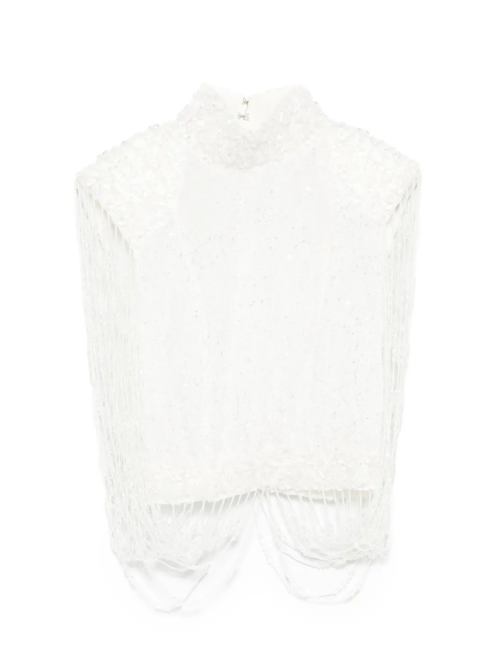 M.marquise Beaded Fringe Blouse In White
