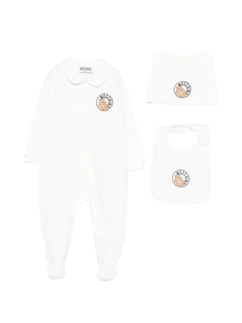 Moschino Kids logo-detail round-collar babygrow set (set of three)