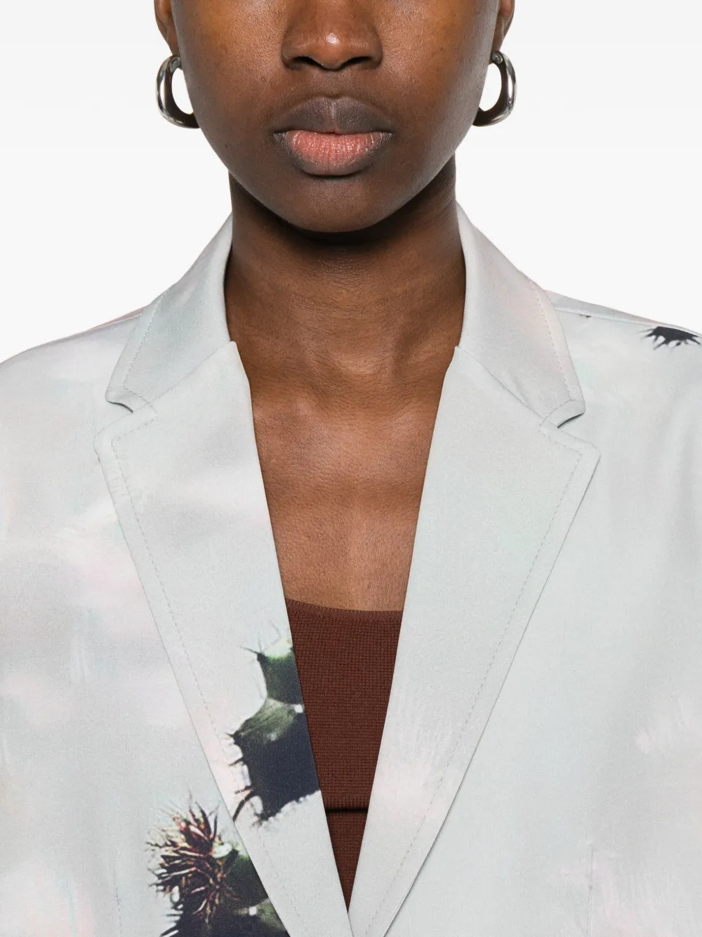 Floral-Print Pocket Blazer