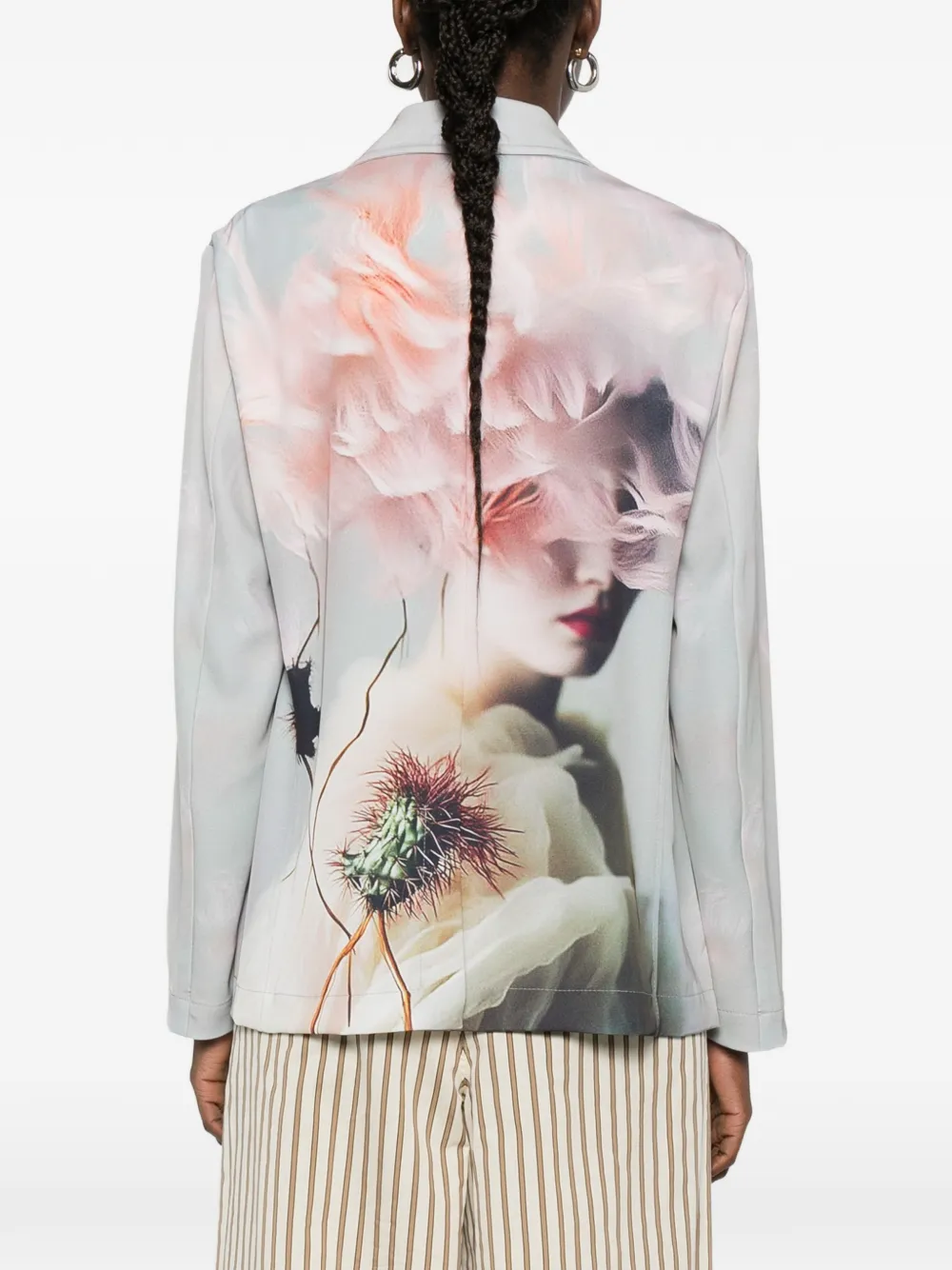 Floral-Print Pocket Blazer