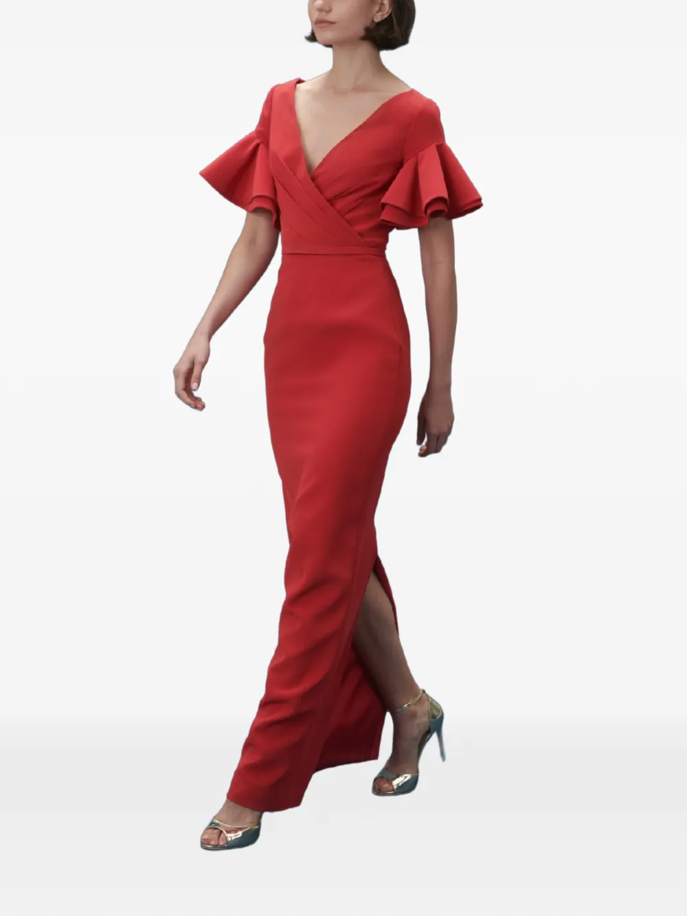  Rami Al Ali Overlap Ruffled Maxi Dress - Red 
