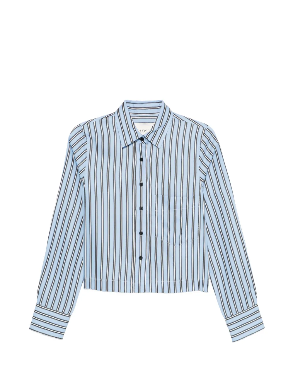 Closed striped cropped shirt - Blu