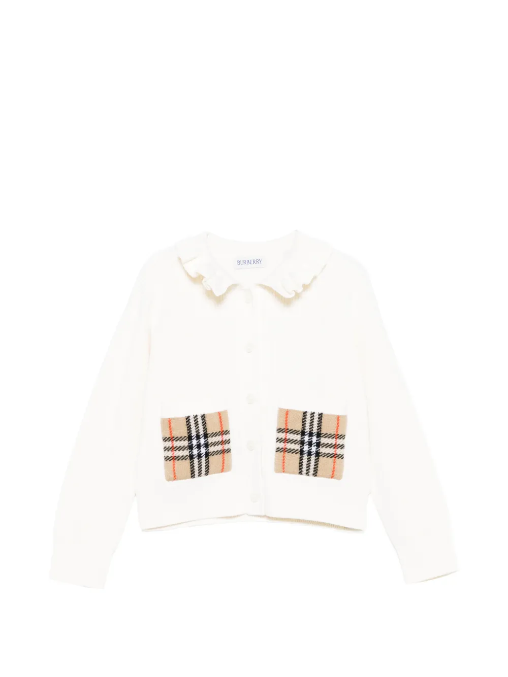 Burberry Kids ruffled check pocket cardigan - Neutrals