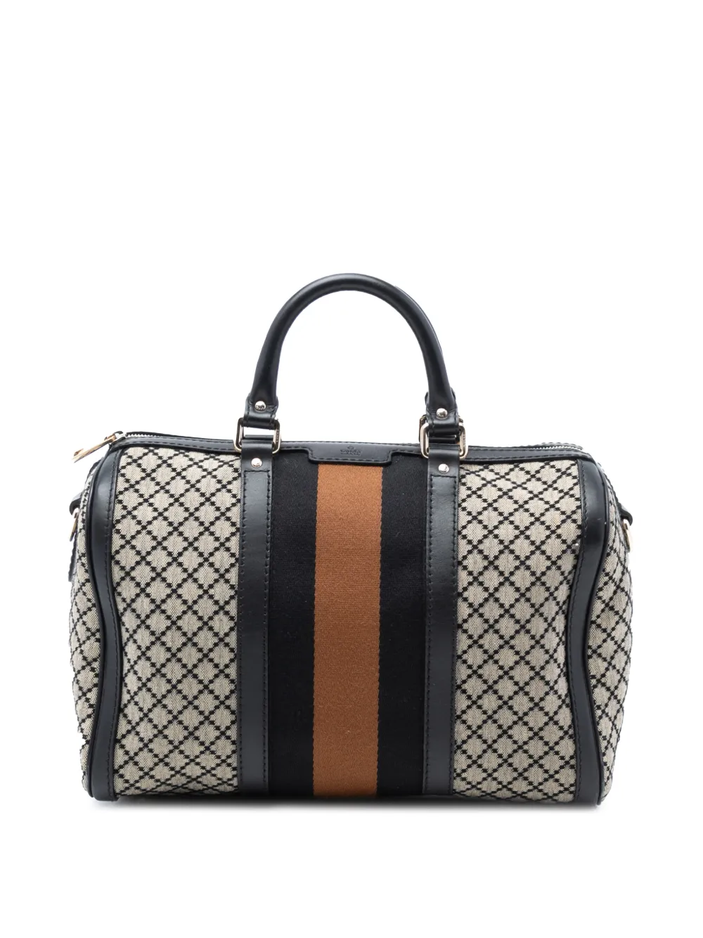 Gucci Pre-Owned 2016-2025 Medium Diamante Canvas Web Joy Boston Bag satchel - Marrone