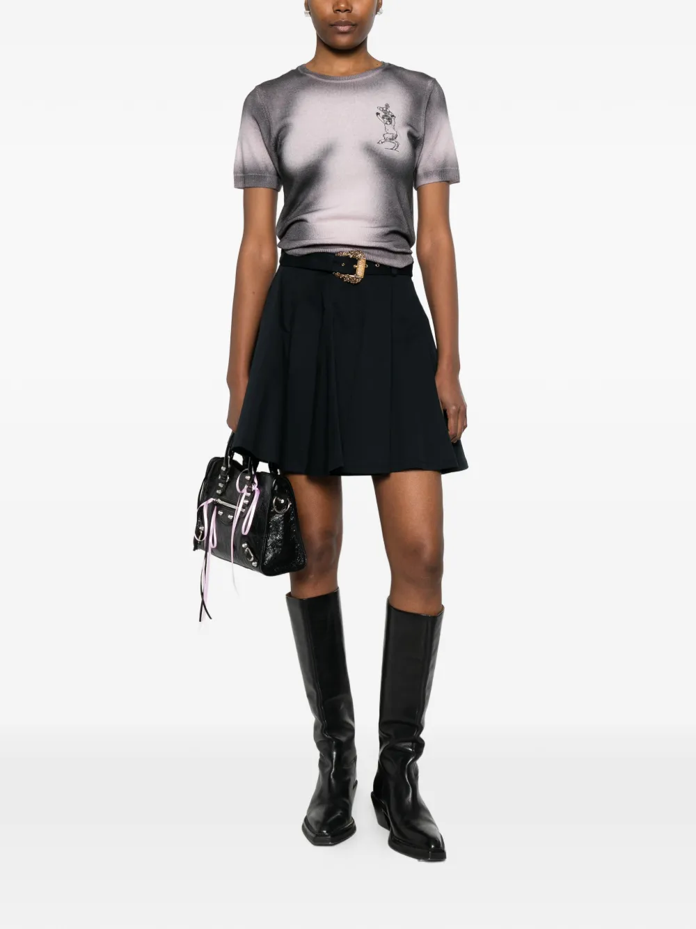 Belted Pleated Skirt