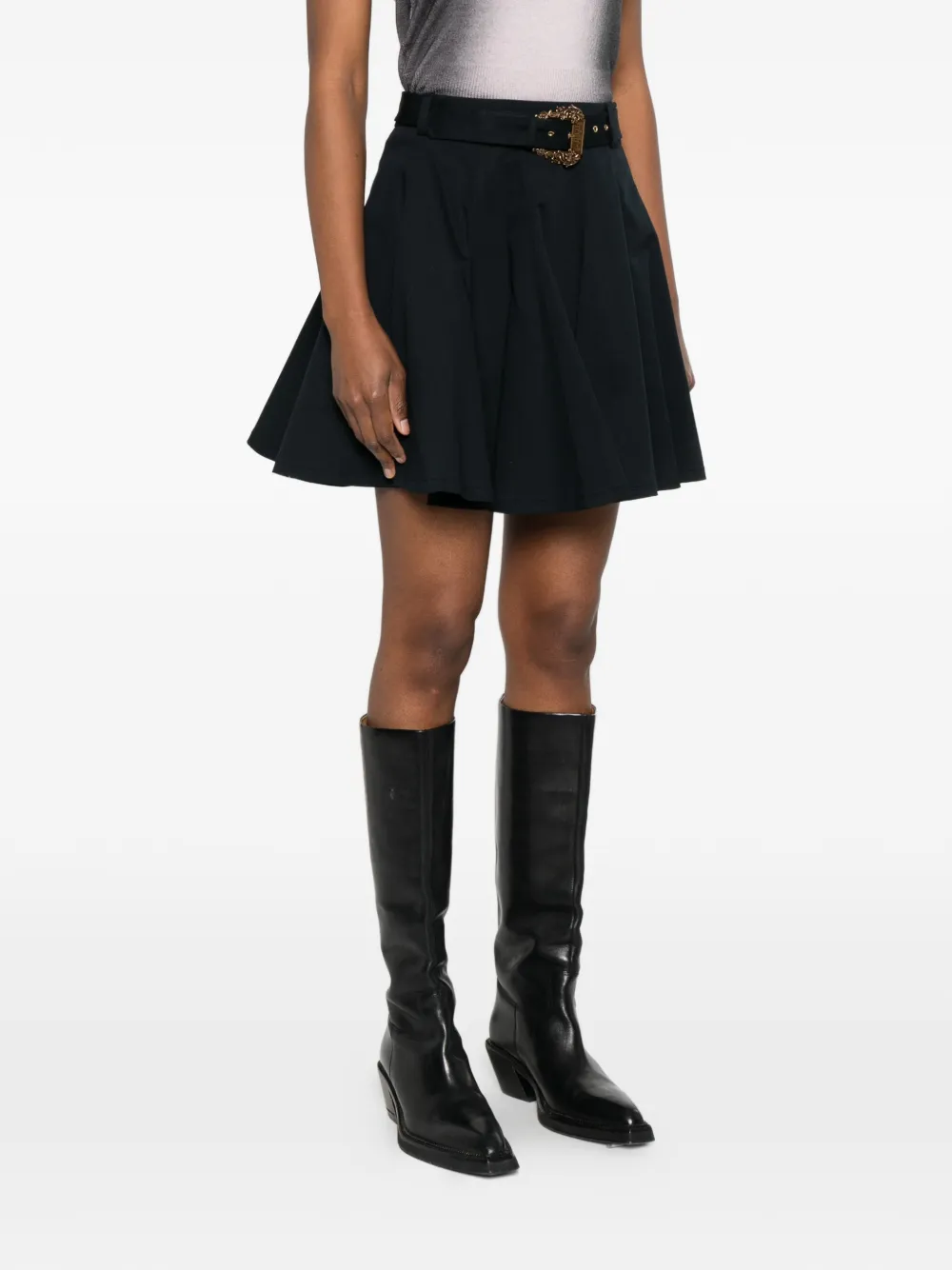 Belted Pleated Skirt