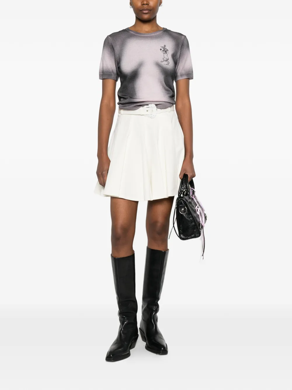 Versace Jeans Couture Pleated Belt Skirt - White 