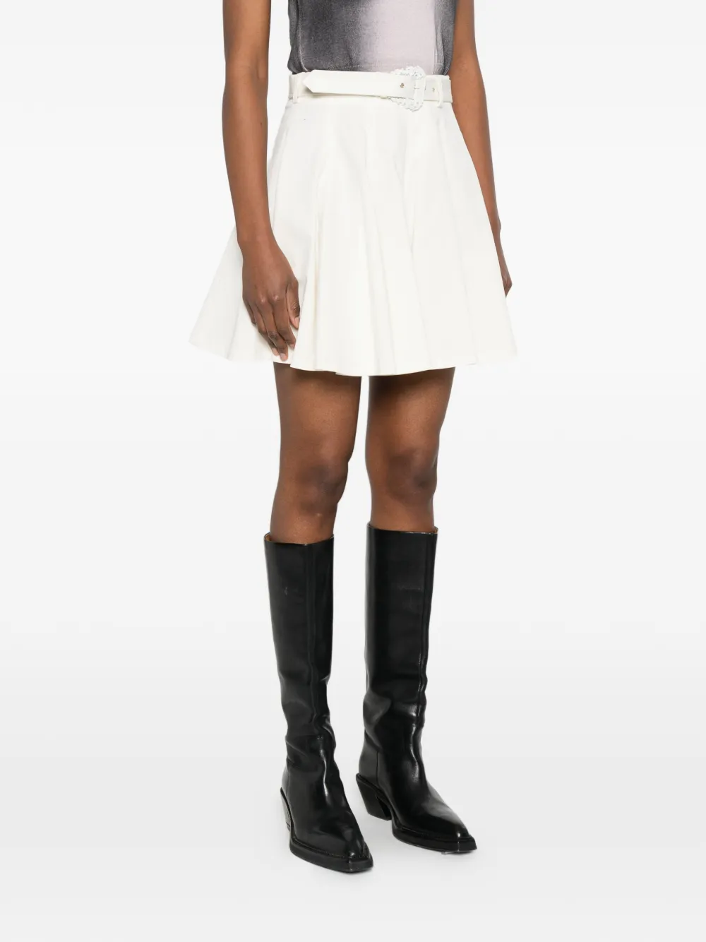  Versace Jeans Couture Pleated Belt Skirt - White 