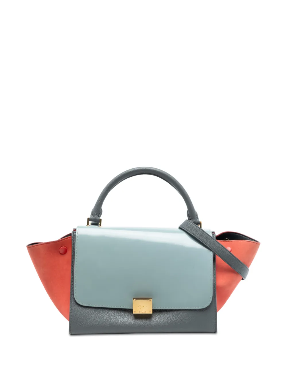 Celine Pre-Owned 2017 Small Tricolor Leather Trapeze satchel - Grigio