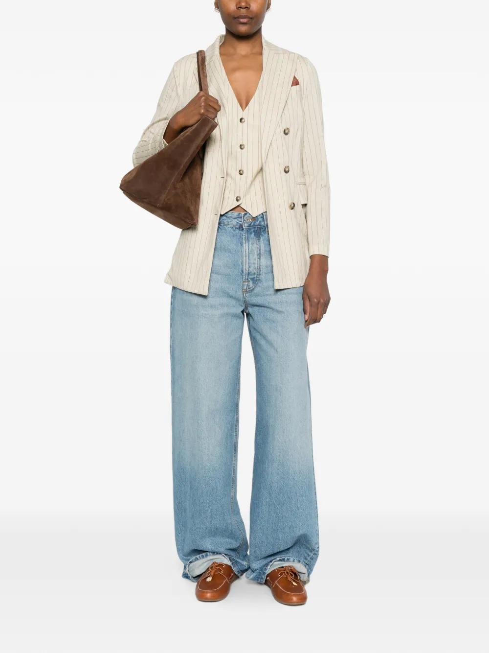 Striped Double-Breasted Blazer