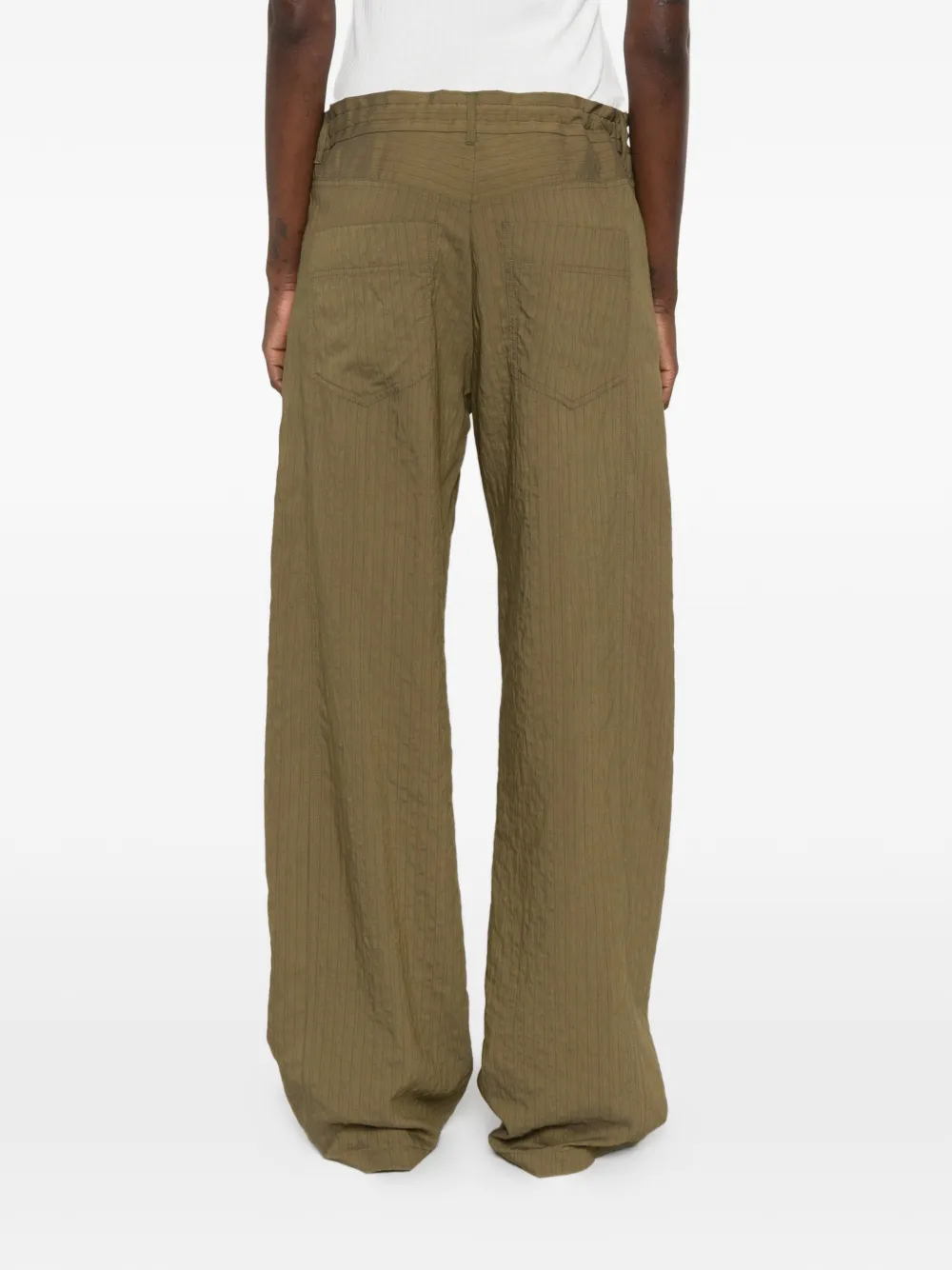 DARKPARK Iris Paper Bag gestreepte broek met trekkoord Groen