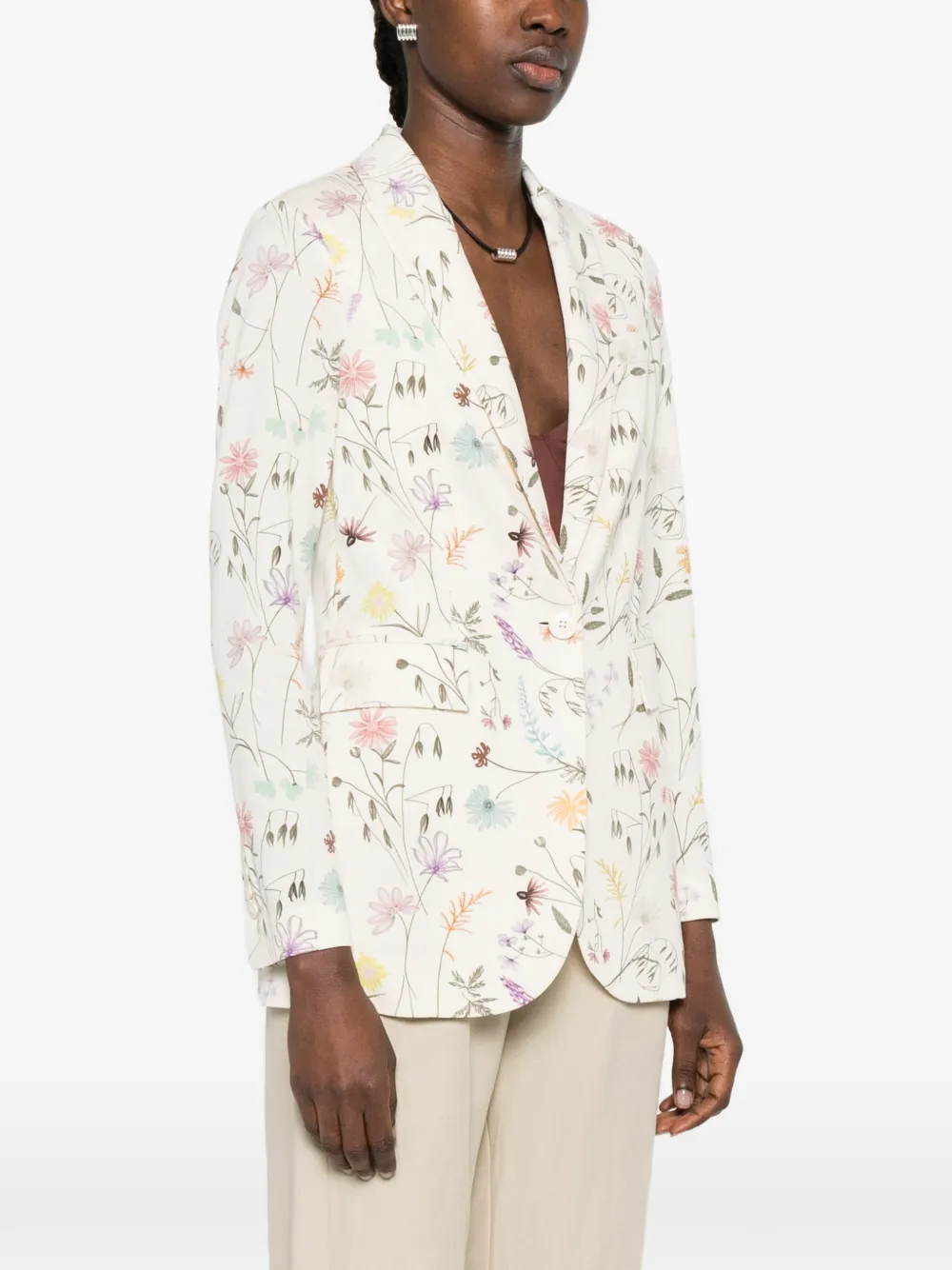  Circolo 1901 Floral-print Blazer - Neutrals 