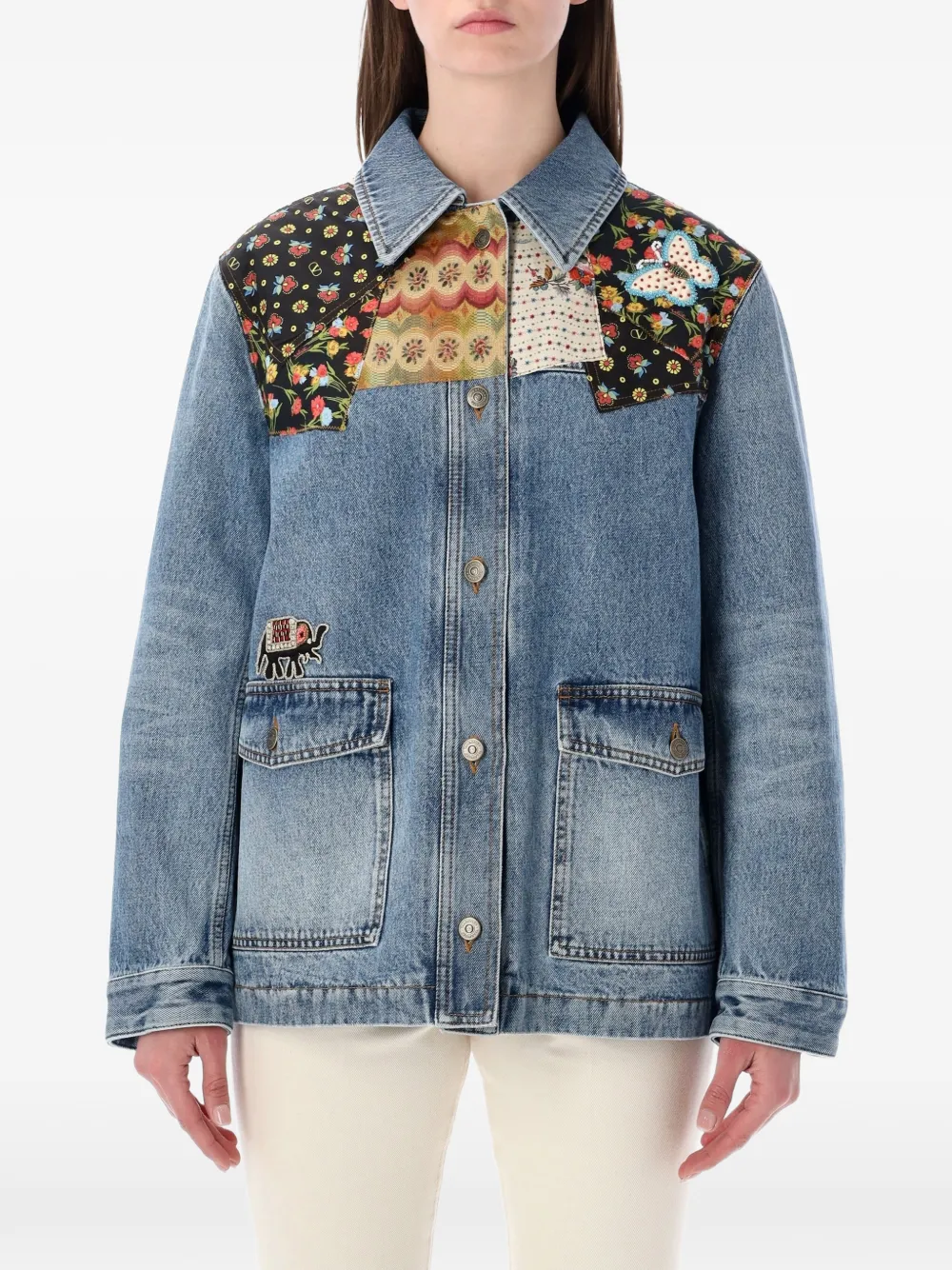 Valentino Garavani patchwork denim jacket - Blu