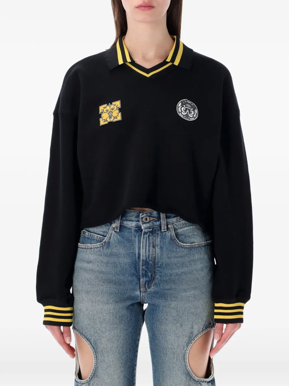 Off-White v-neck cropped polo - Nero