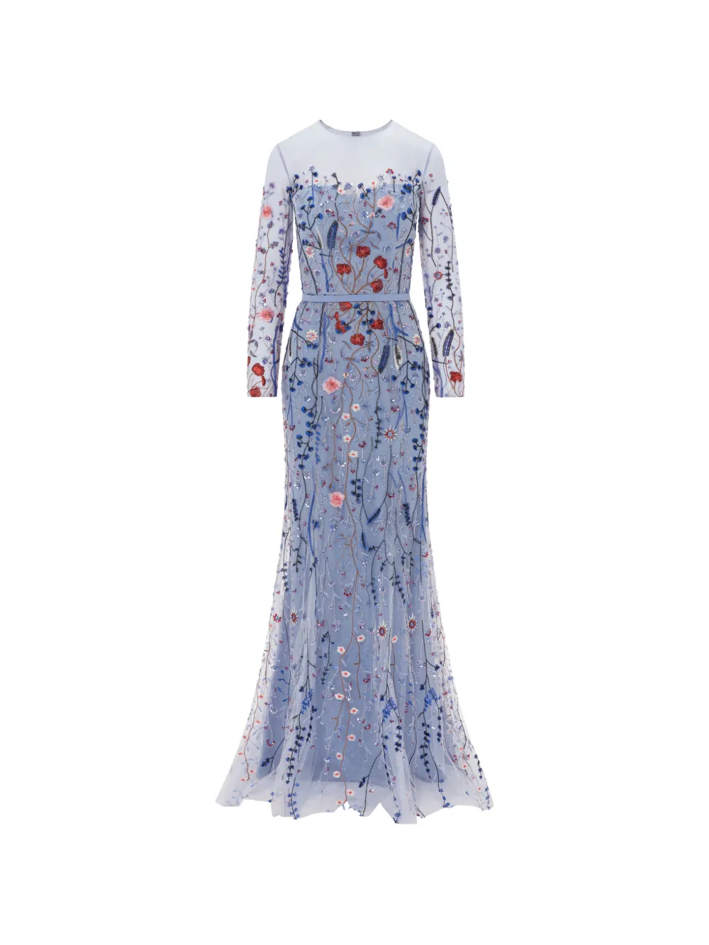 Rami Al Ali beaded floral lace gown maxi dress - Blu