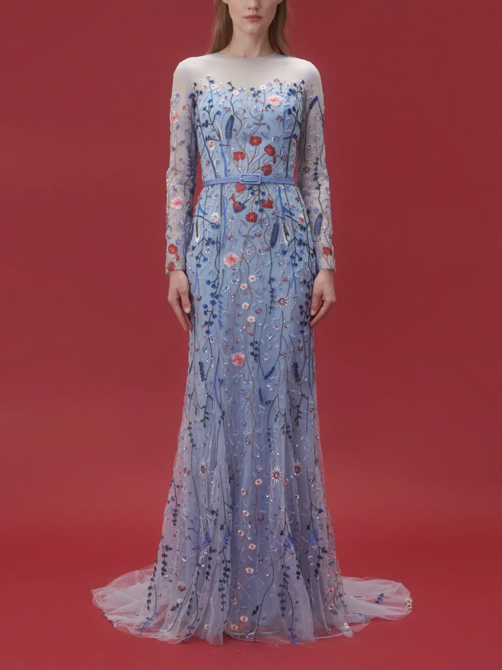 Rami Al Ali Maxi-jurk met bloemenkant en kralen Blauw