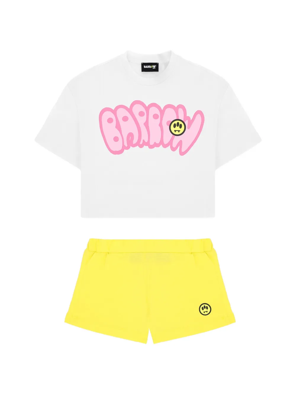 Barrow kids cropped graphic-print T-shirt and shorts set - Bianco