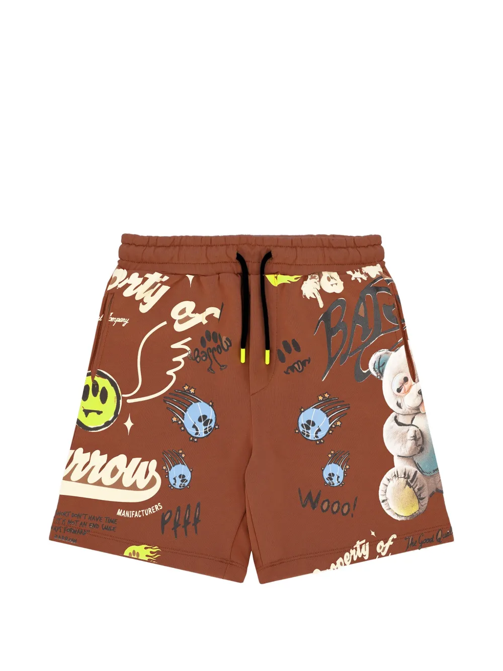 Barrow kids print-detail drawstring shorts - Marrone