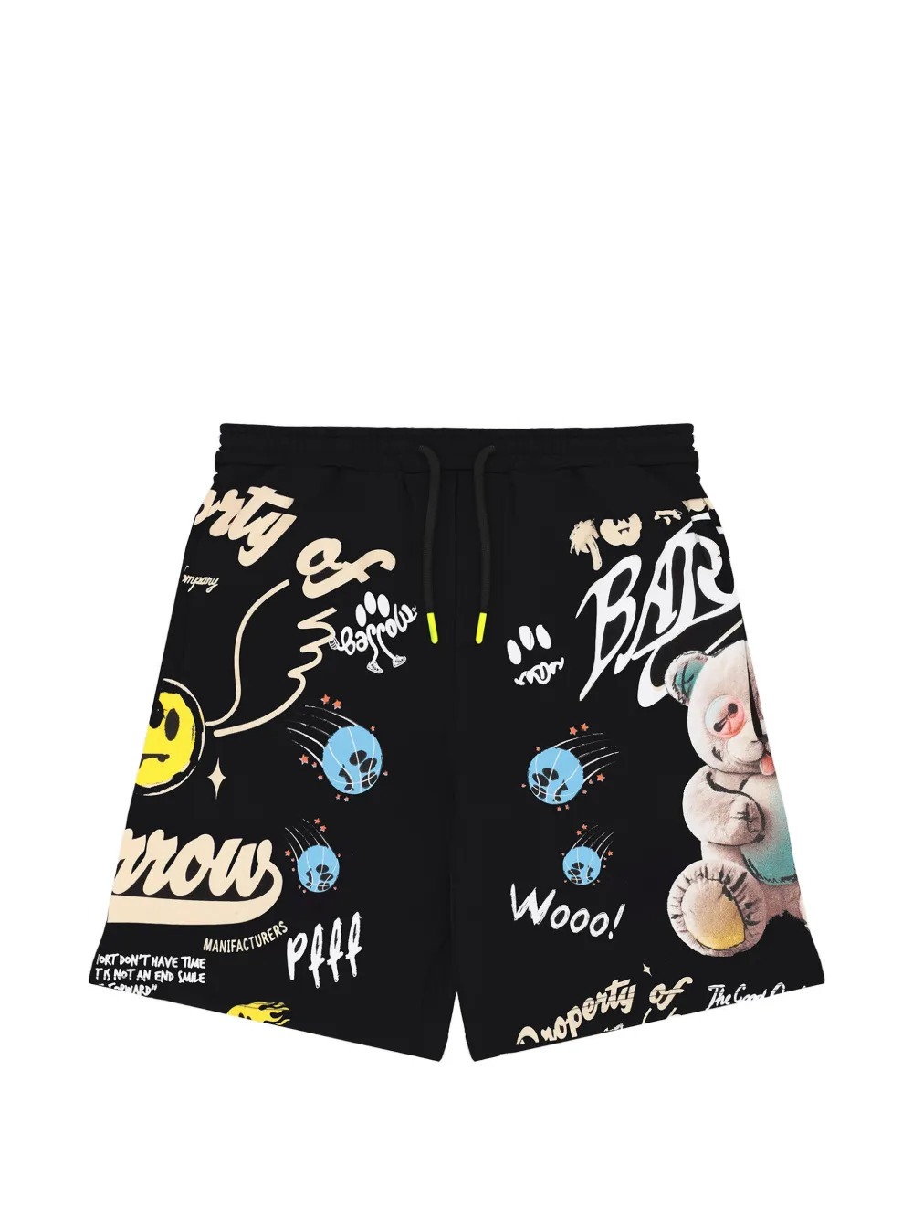 Barrow kids print-detail drawstring shorts - Nero