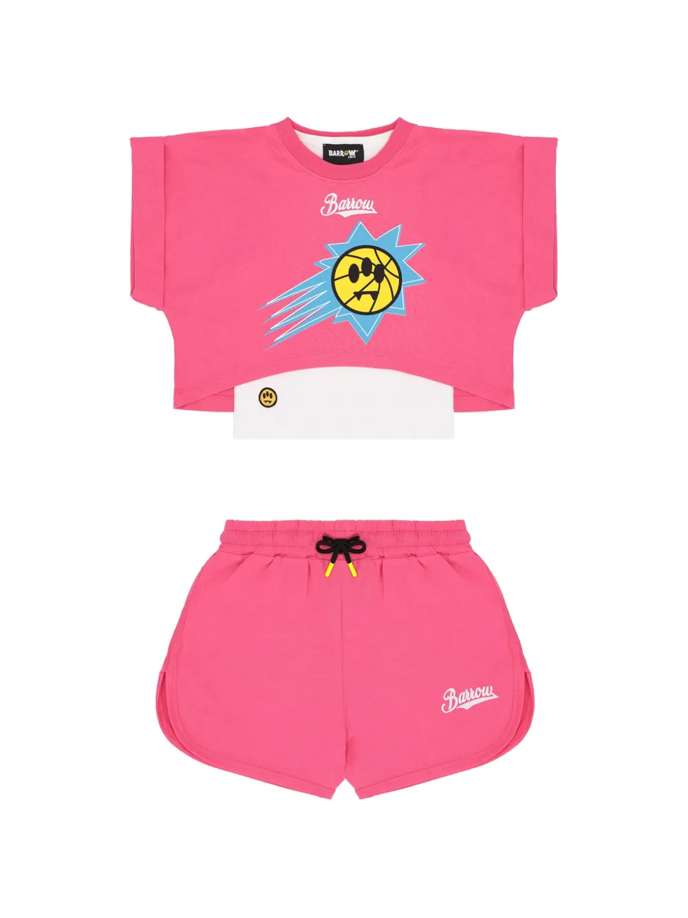 Barrow kids ribbed cropped t-shirt shorts tracksuit - Rosa