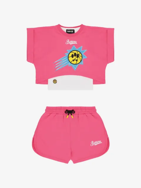 Barrow kids ribbed cropped t-shirt shorts tracksuit