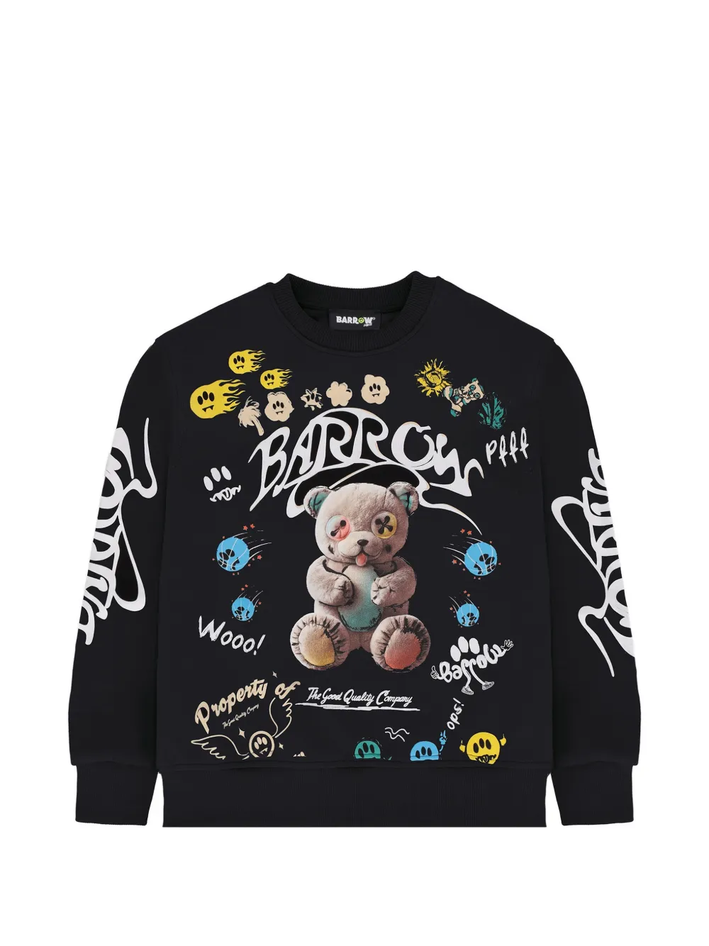 Barrow kids round-neck print-detail sweatshirt - Nero