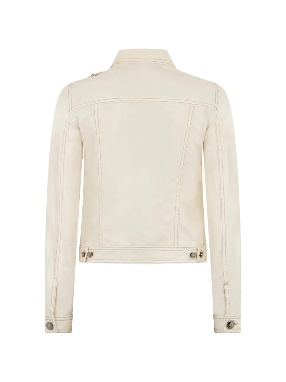  Moorer Flower-embellishment Denim Jacket - Neutrals 