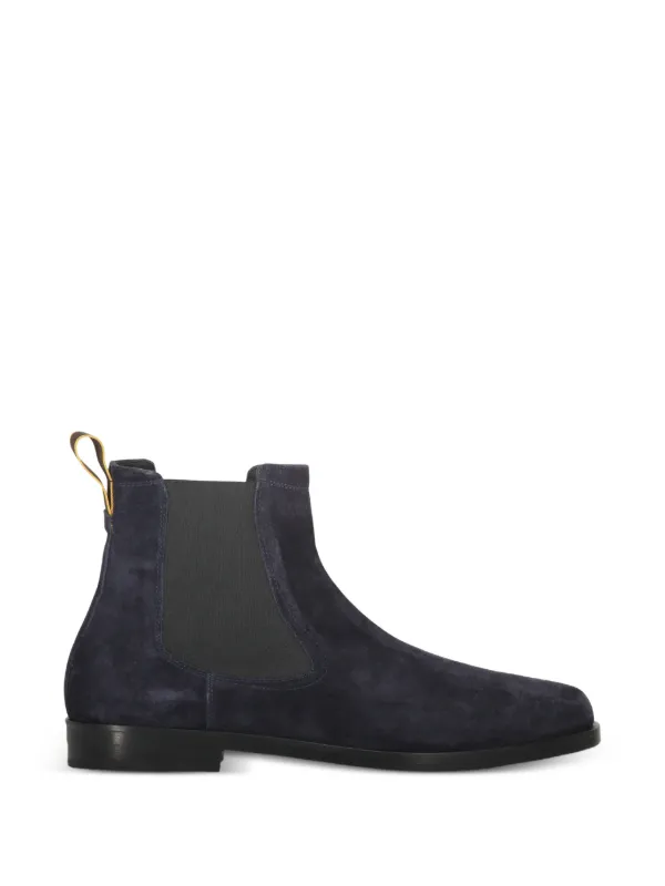 Moorer Borgoni Elastic-detail Suede Boots in Blue