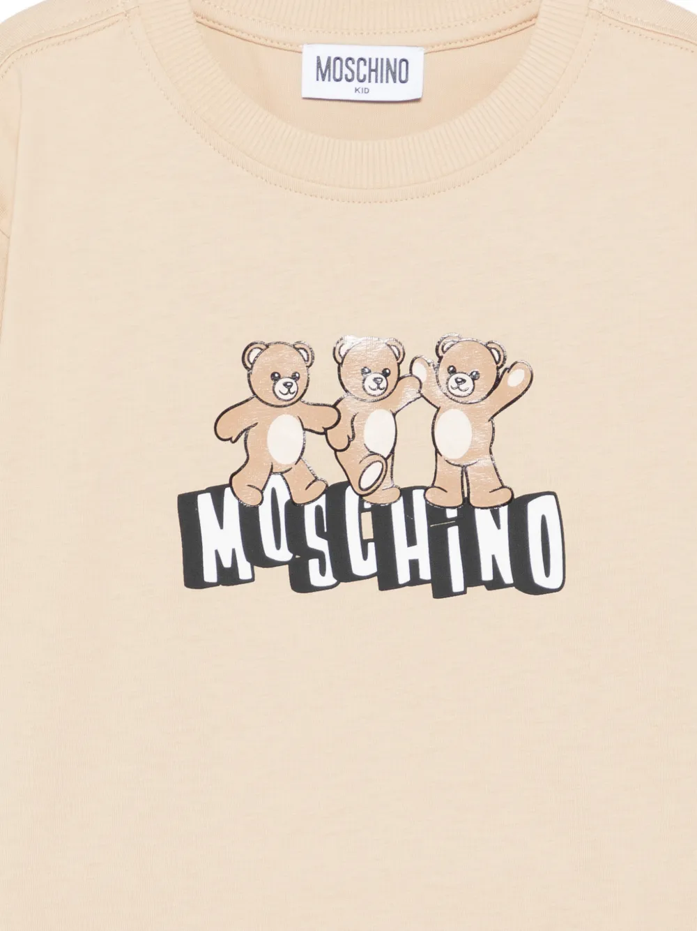 Moschino Kids Teddy T-shirt met logo Beige