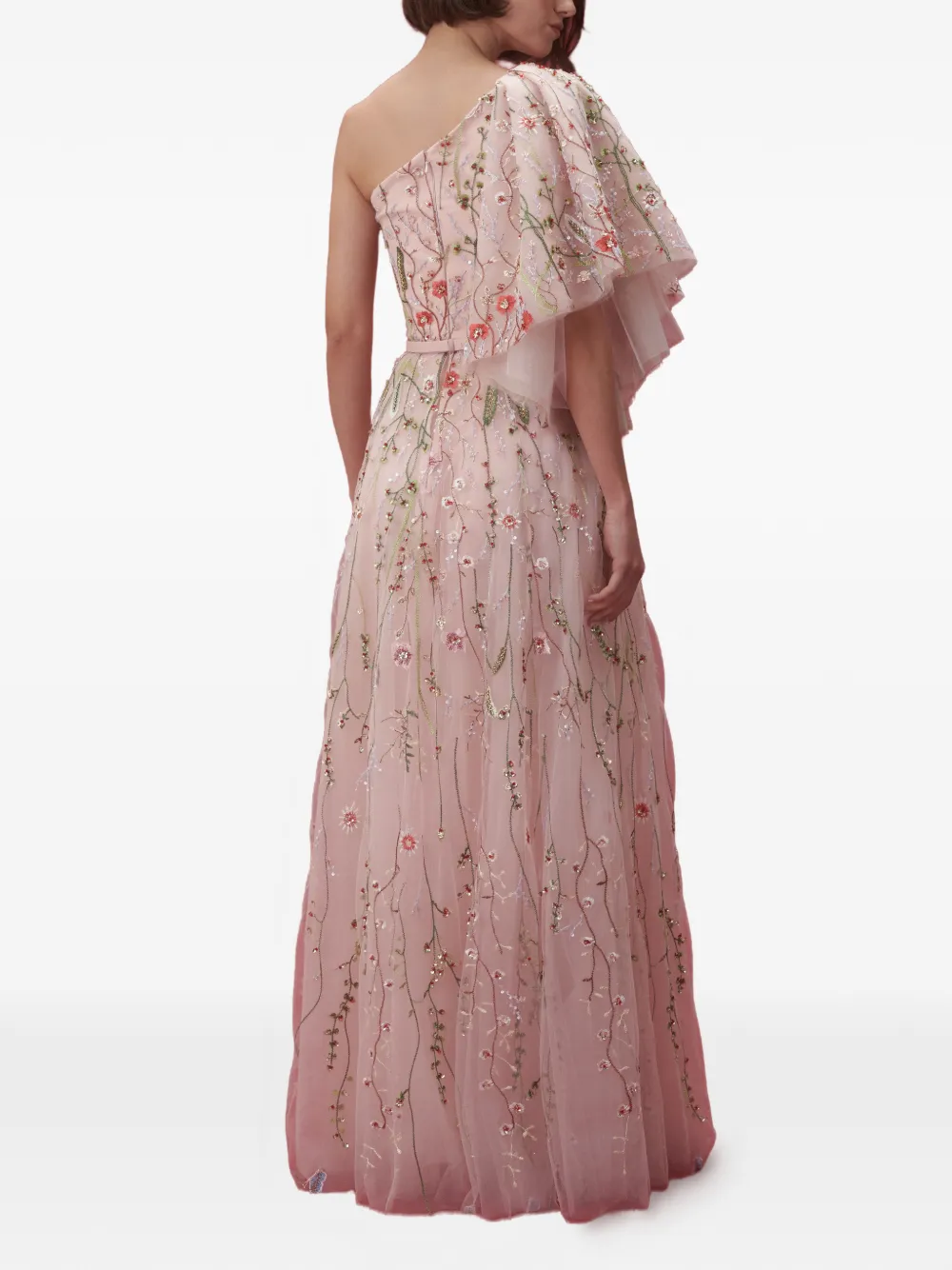  Rami Al Ali Beaded One-shoulder Gown Maxi Dress - Pink 