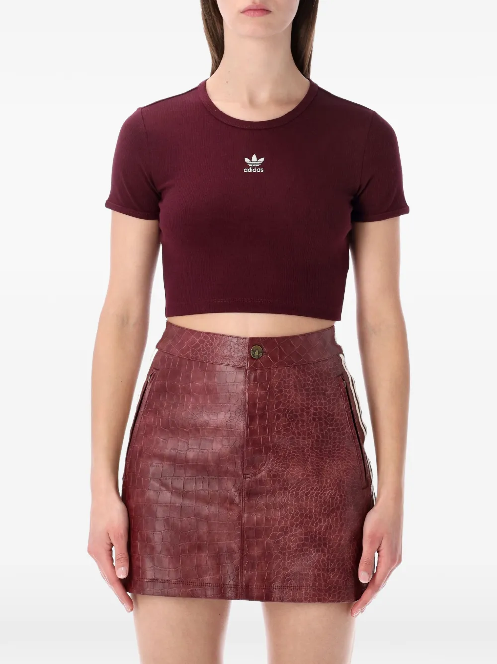 adidas ribbed crop top - Rosso