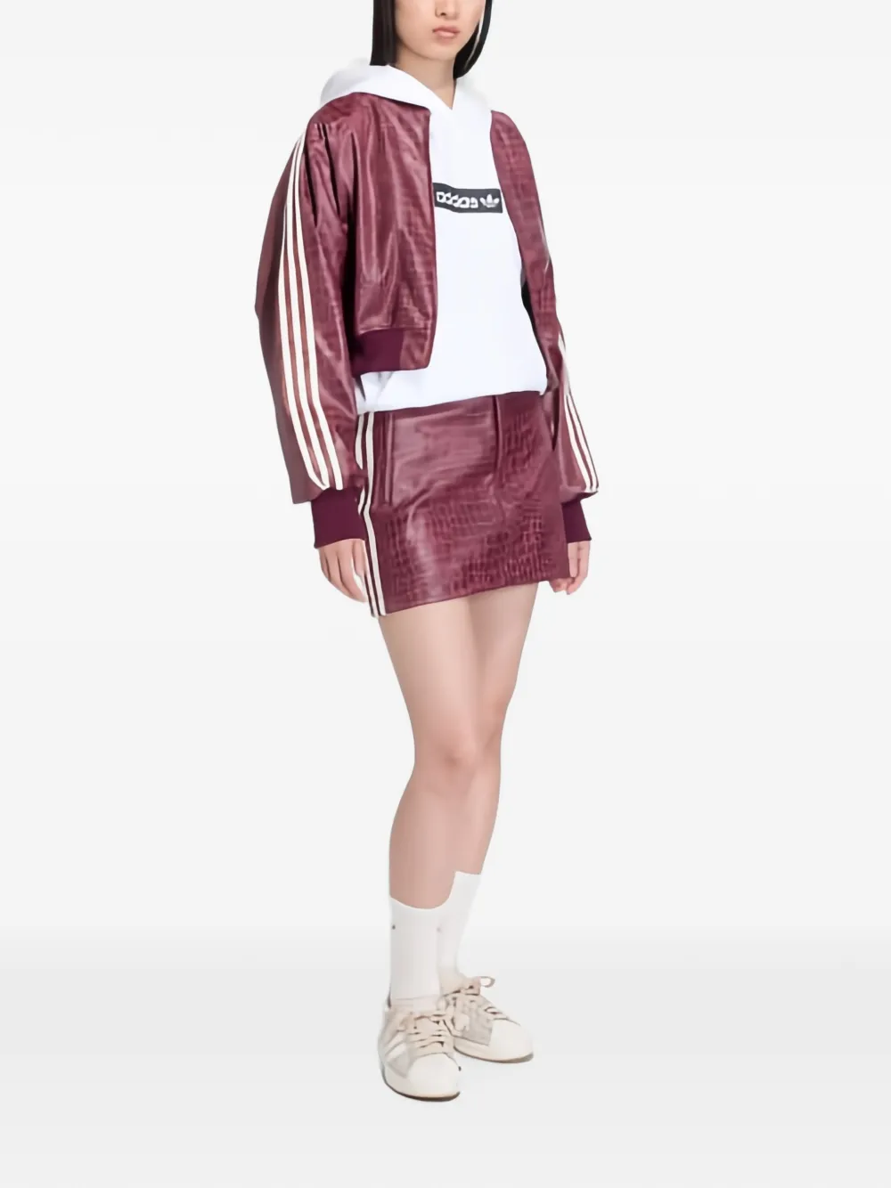 adidas Mini-rok met krokodillen-reliëf Rood