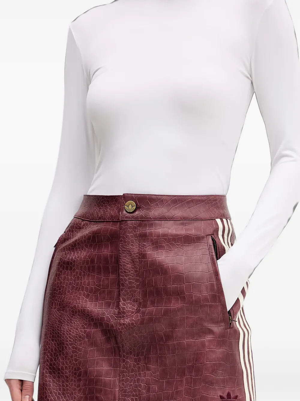 adidas Mini-rok met krokodillen-reliëf Rood