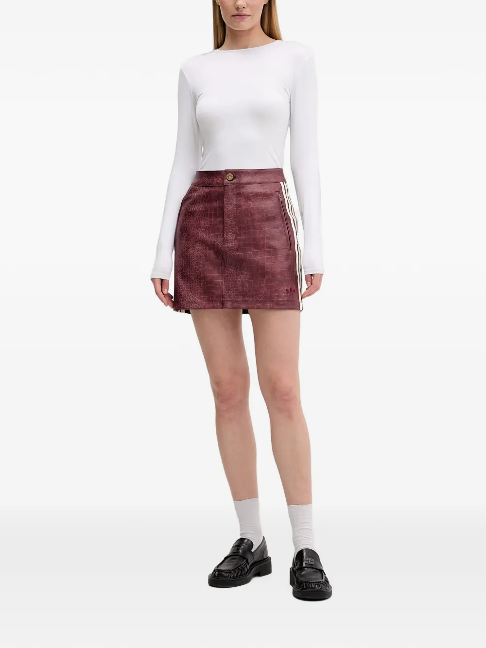 adidas Mini-rok met krokodillen-reliëf Rood