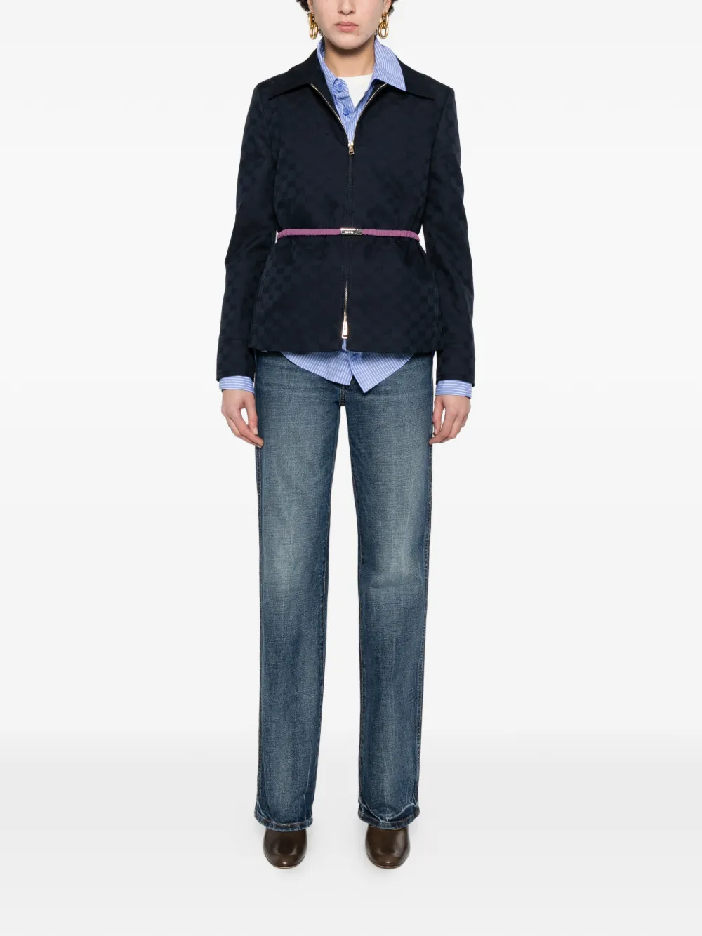  Gucci Logo-pattern Zip-fastening Jacket - Blue 