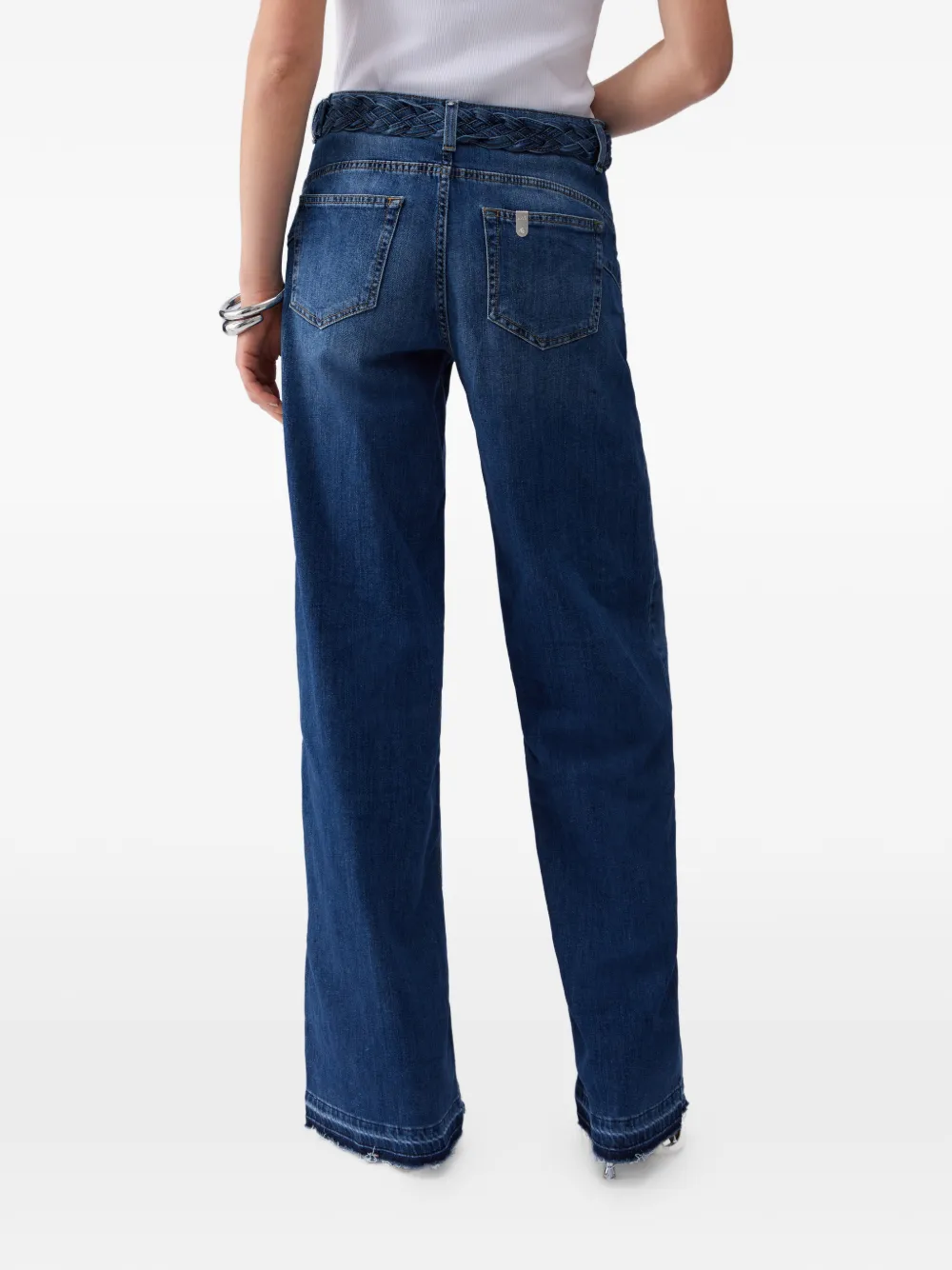 LIU JO Flared jeans met gevlochten ceintuur Blauw