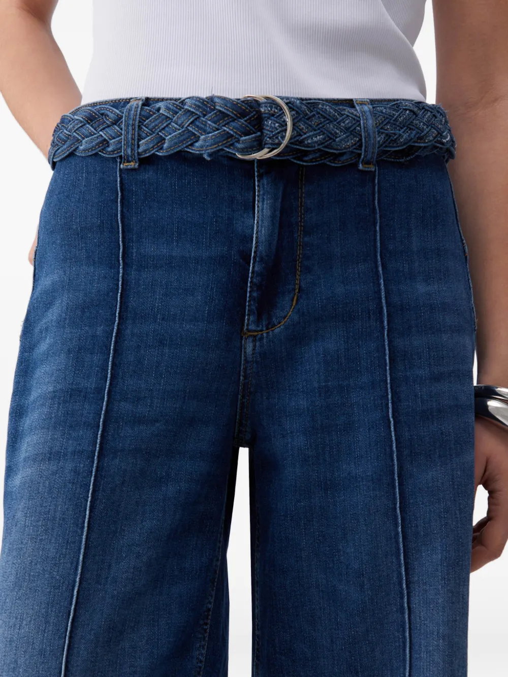 LIU JO Flared jeans met gevlochten ceintuur Blauw