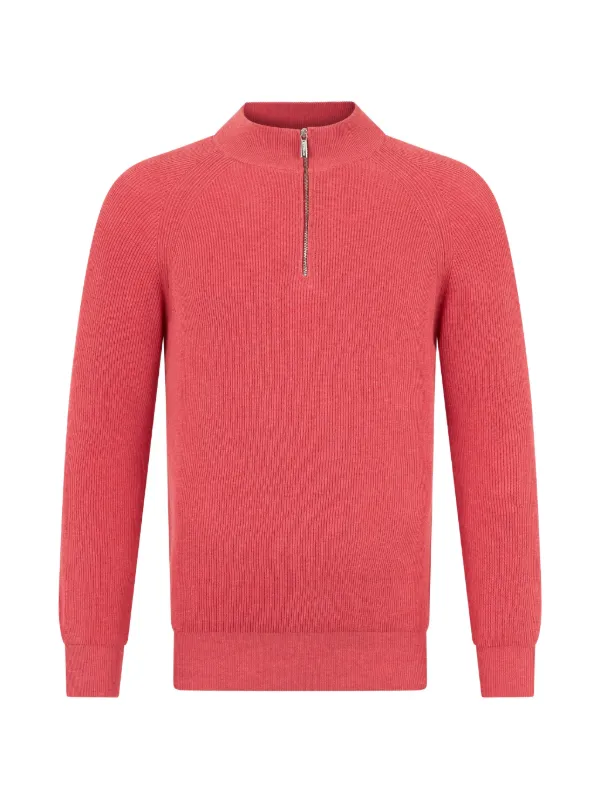 Moorer Basoli Zip Long-sleeve Sweater in Red