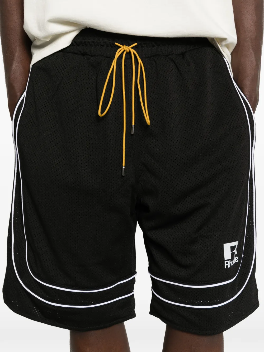 RHUDE Gestreepte shorts met trekkoord Zwart