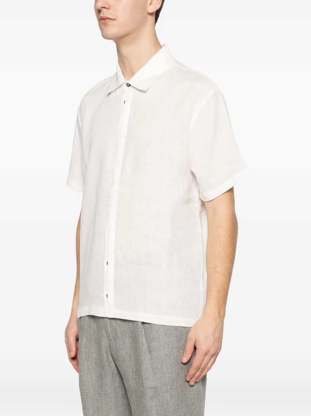  Alpha Studio Buttoned Short-sleeve Shirt - White 