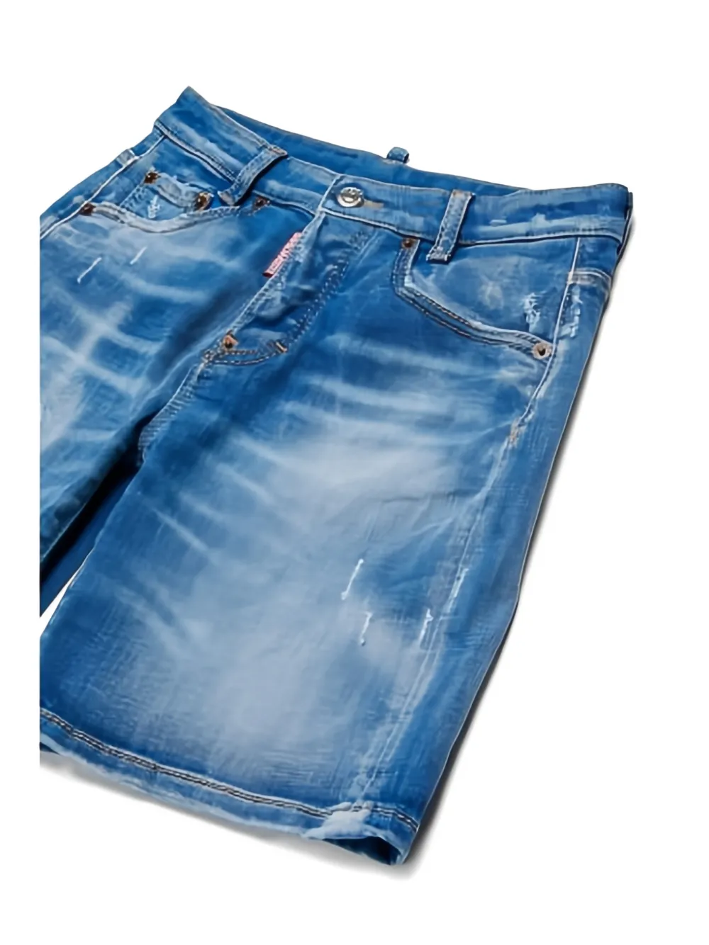  Dsquared2 Kids Worn-effect Logo-patch Shorts - Blue 