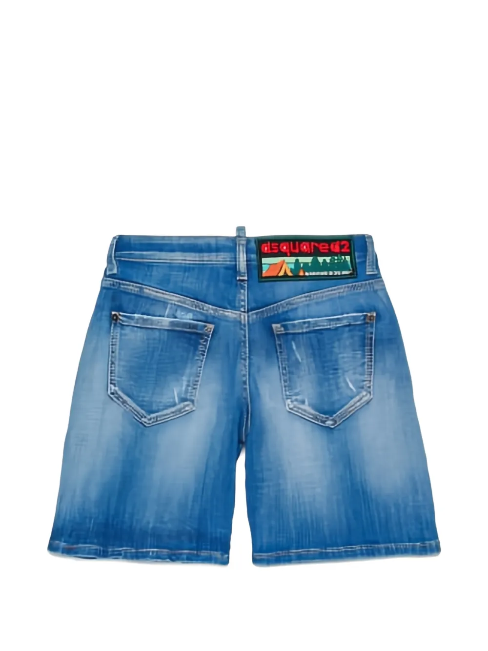  Dsquared2 Kids Worn-effect Logo-patch Shorts - Blue 
