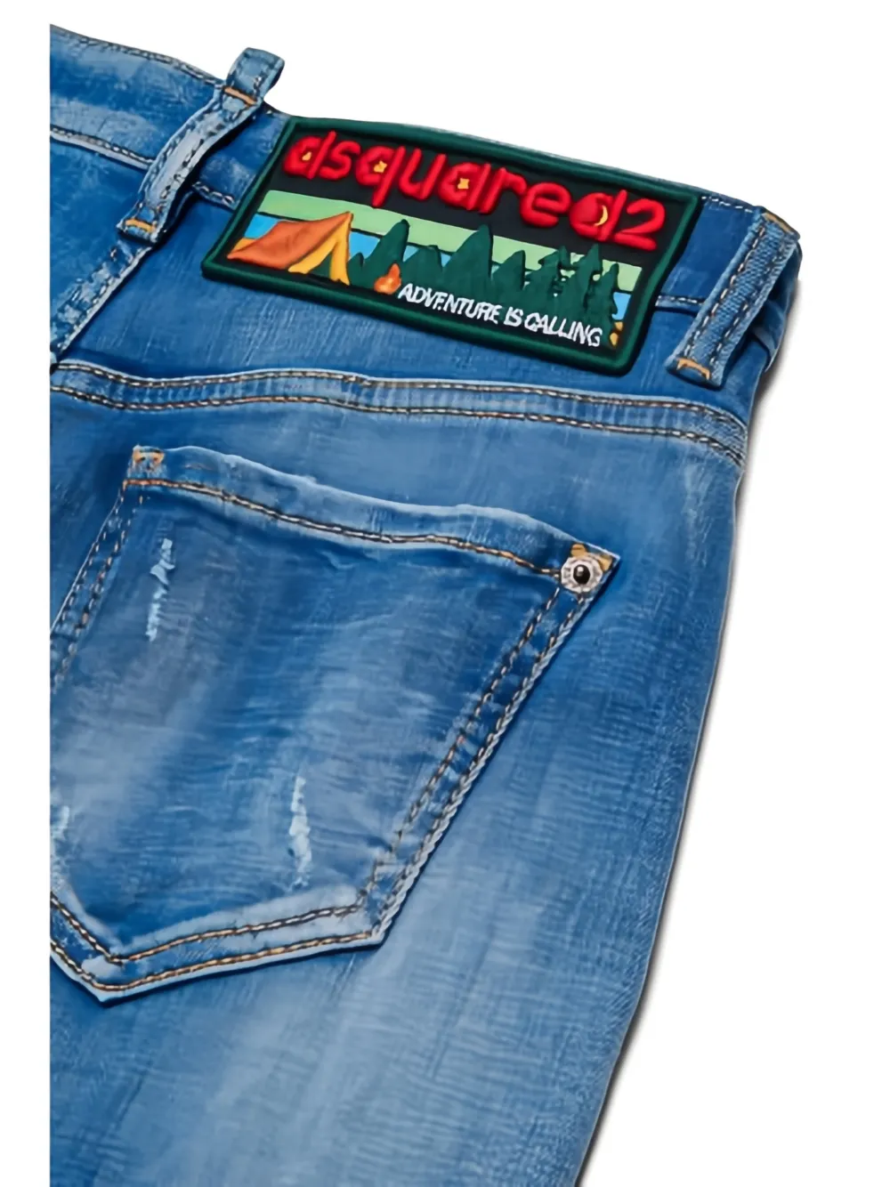 DSQUARED2 KIDS Shorts met logopatch en gedragen effect Blauw