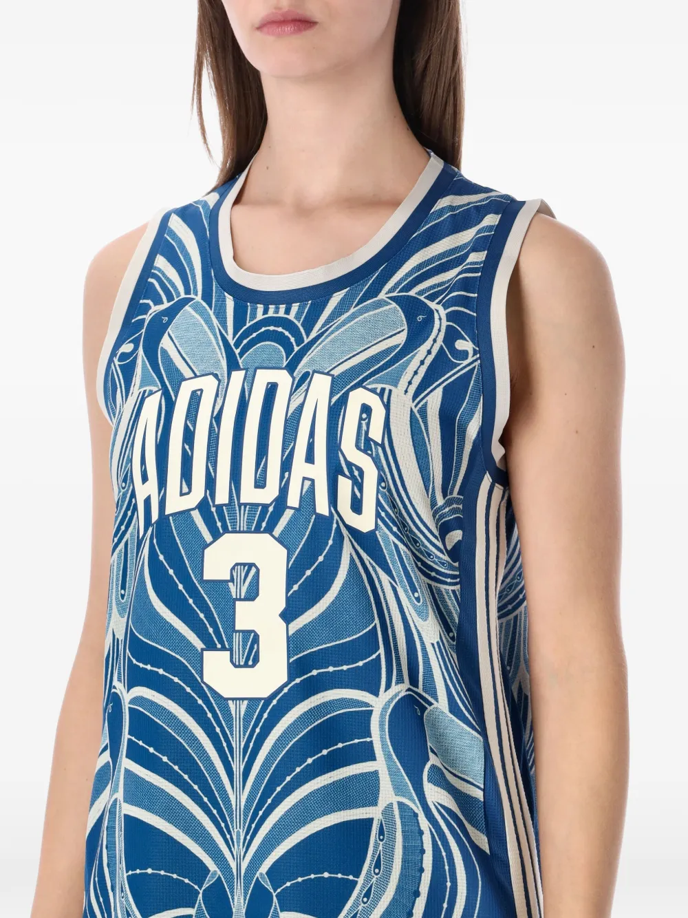adidas x Farm Rio maxi-jurk met print Blauw