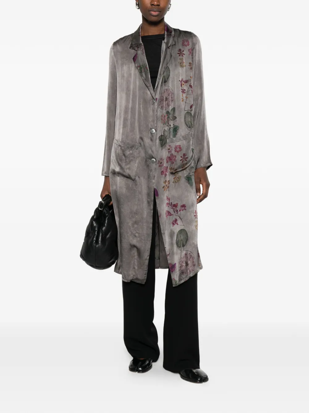  Avant Toi Floral Print Coat - Grey 