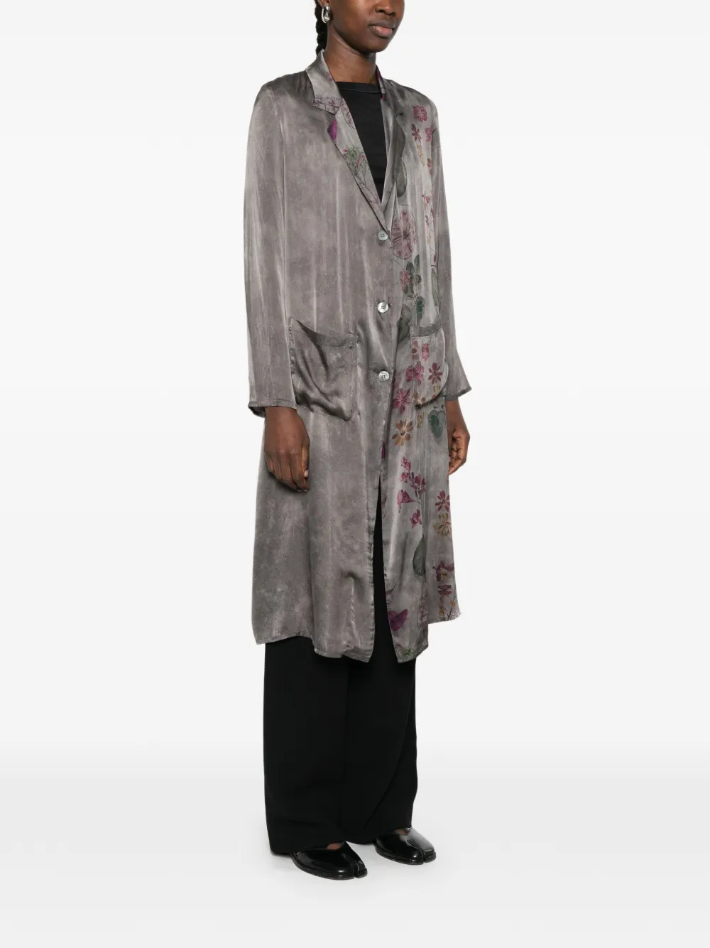  Avant Toi Floral Print Coat - Grey 