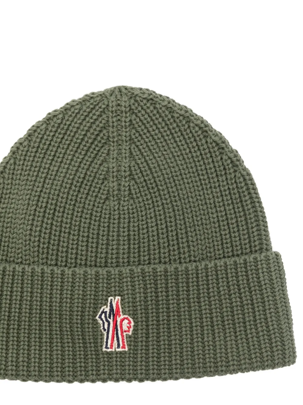  Moncler Logo-patch Ribbed Beanie Hat - Green 