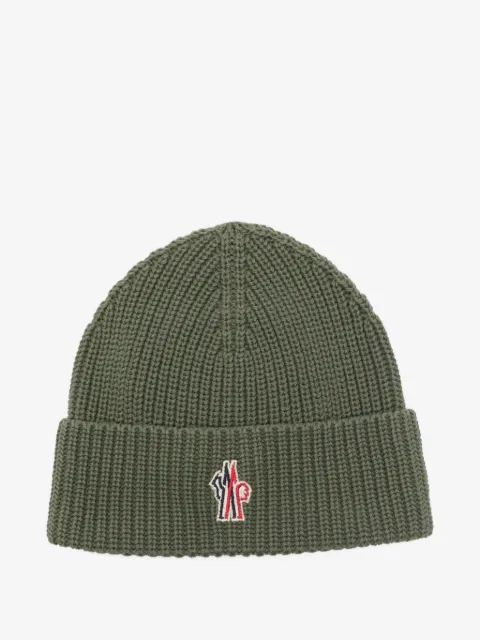 Moncler logo-patch ribbed beanie hat