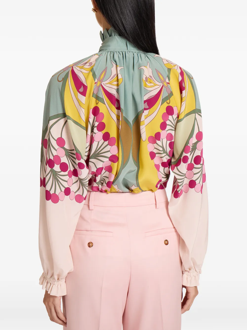 La DoubleJ Cerere blouse met ruches en strik Roze