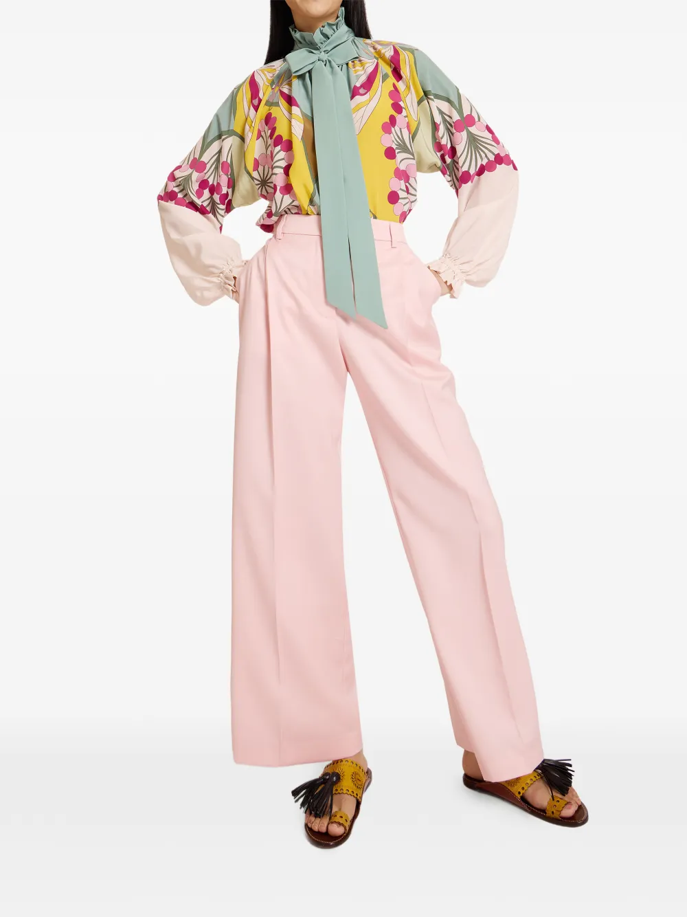 La DoubleJ Cerere blouse met ruches en strik Roze